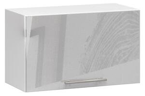 Závěsná kuchyňská skříňka nad digestoř OLIVIA, 60x29cm | Bílá / Metalický lesk