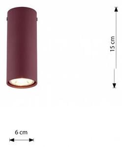 Stropní svítidlo TECNO 1S – vínové, 1× GU10, šířka 6 cm