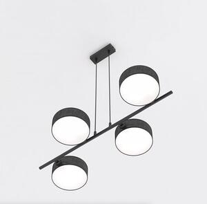Závěsné svítidlo DRUMZ 4 – celočerné, textilní stínidla, 4× E14, šířka 80 cm