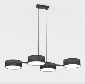 Závěsné svítidlo DRUMZ 4 – celočerné, textilní stínidla, 4× E14, šířka 80 cm