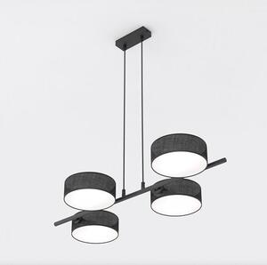 Závěsné svítidlo DRUMZ 4 – celočerné, textilní stínidla, 4× E14, šířka 80 cm