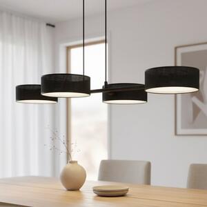 Závěsné svítidlo DRUMZ 4 – celočerné, textilní stínidla, 4× E14, šířka 80 cm