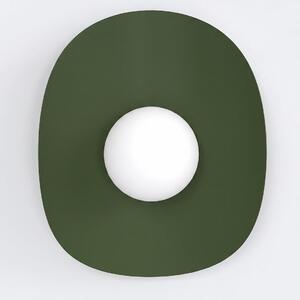 Nástěnné svítidlo FIERO XL – olivově zelené, bílé sklo, 1× G9, šířka 31 cm