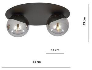 Stropní svítidlo SOLAR 2 – černé, grafitové sklo, 2× E14, šířka 43 cm