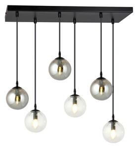 Závěsné svítidlo COSMO 6 – černé, čiré / grafitové sklo, 6× E14, šířka 86 cm