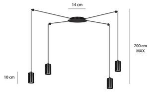 Závěsné svítidlo TRAKER 4 – černé, 4× GU10, šířka 300 cm