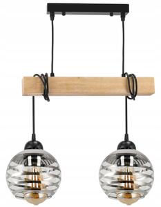 BERGE Skleněná LED závěsná lampa Beam 2xE27 - kulaté horizontální pruhy