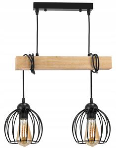 BERGE Závěsné stropní svítidlo LED dřevěný trám 2xE27 Lustr Wire ball