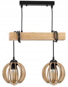 BERGE Závěsné stropní svítidlo LED dřevěný trám 2xE27 Wooden Ball Lustr