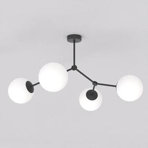 Stropní svítidlo SPACE 4 – černé, opálové sklo, 4× E14, šířka 42 cm