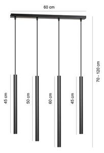 Závěsné svítidlo SELTER 4 – černé, 4× G9, šířka 60 cm