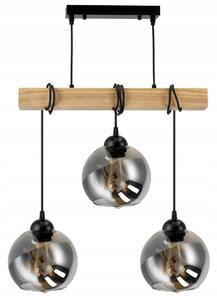 BERGE Skleněná LED závěsná lampa Beam 3xE27 - kouřová koule