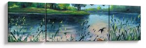 Obraz - Olejomalba, Letní podvečer u jezera (170x50 cm)