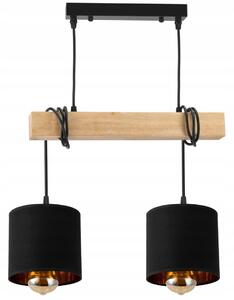 BERGE Závěsné stropní svítidlo LED dřevěný trámový 2xE27 Lustr Loft Lampshade Gold