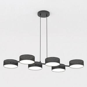 Závěsné svítidlo DRUMZ 6 – celočerné, textilní stínidla, 6× E14, šířka 100 cm