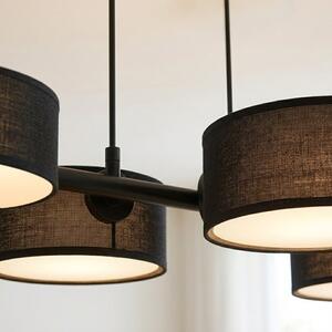 Závěsné svítidlo DRUMZ 6 – celočerné, textilní stínidla, 6× E14, šířka 100 cm