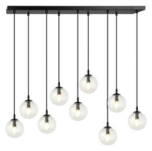 Závěsné svítidlo COSMO 9 – černé, čiré sklo, 9× E14, šířka 90 cm