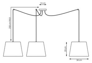 Závěsné svítidlo ASCOT 3 – černé, béžová textilní stínidla, 3× E27, šířka 200 cm