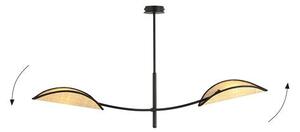 Stropní svítidlo LOTUS 2 – černé, hnědá textilní stínidla, 2× E14, šířka 102 cm