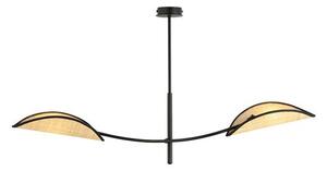 Stropní svítidlo LOTUS 2 – černé, hnědá textilní stínidla, 2× E14, šířka 102 cm
