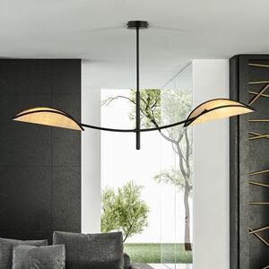 Stropní svítidlo LOTUS 2 – černé, hnědá textilní stínidla, 2× E14, šířka 102 cm