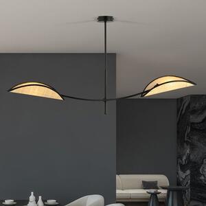 Stropní svítidlo LOTUS 2 – černé, hnědá textilní stínidla, 2× E14, šířka 102 cm