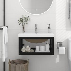 Koupelnový rám s vestavěným umyvadlem černý železo 3101383