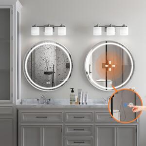 Tutumi Zrcadlo ⌀60 cm s vyhříváním a regulovatelným LED osvětlením HOM-06505, broušená ocel