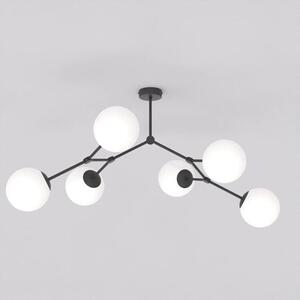 Stropní svítidlo SPACE 6 – černé, opálové sklo, 6× E14, šířka 85 cm