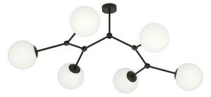 Stropní svítidlo SPACE 6 – černé, opálové sklo, 6× E14, šířka 85 cm