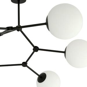 Stropní svítidlo SPACE 6 – černé, opálové sklo, 6× E14, šířka 85 cm
