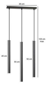 Závěsné svítidlo SELTER 3 – černé, 3× G9, šířka 45 cm