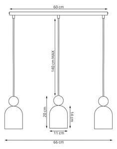 Závěsné svítidlo MESI 3 – bílé, 3× GU10, šířka 66 cm