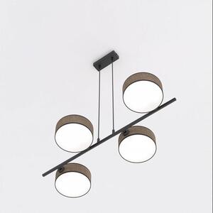 Závěsné svítidlo DRUMZ 4 – hnědé / černé, textilní stínidla, 4× E14, šířka 80 cm