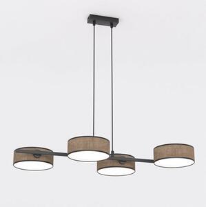 Závěsné svítidlo DRUMZ 4 – hnědé / černé, textilní stínidla, 4× E14, šířka 80 cm
