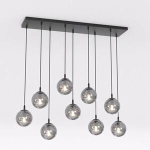 Závěsné svítidlo COSMO 9 – černé, grafitové sklo, 9× E14, šířka 90 cm