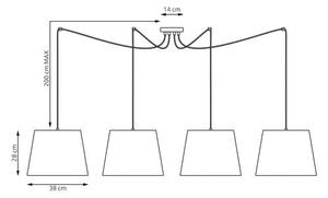Závěsné svítidlo ASCOT 4 – černé, béžová textilní stínidla, 4× E27, šířka 200 cm