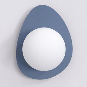 Nástěnné svítidlo OVO K1 – tlumeně modré, bílé sklo, 1× G9, šířka 28 cm