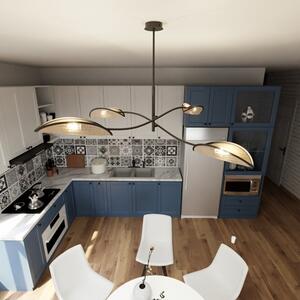 Stropní svítidlo LOTUS 4 – černé, hnědá textilní stínidla, 4× E14, šířka 102 cm