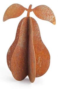 Kovová zahradní dekorace Hruška 3D malá 29 cm corten