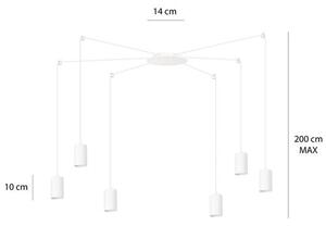Závěsné svítidlo TRAKER 6 – bílé, 6× GU10, šířka 300 cm