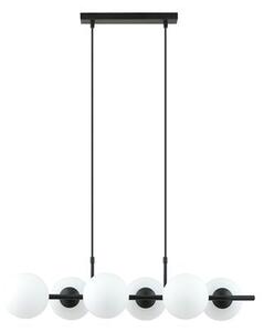Závěsné svítidlo RORY 6 – černé, opálové sklo, 6× E14, šířka 95 cm