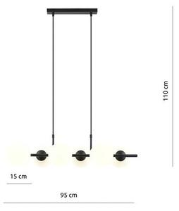 Závěsné svítidlo RORY 6 – černé, opálové sklo, 6× E14, šířka 95 cm
