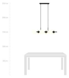 Závěsné svítidlo RORY 6 – černé, opálové sklo, 6× E14, šířka 95 cm