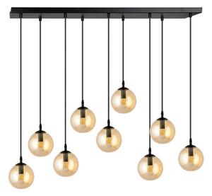 Závěsné svítidlo COSMO 9 – černé, jantarové sklo, 9× E14, šířka 90 cm