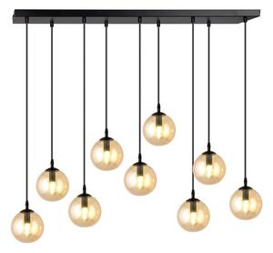 Závěsné svítidlo COSMO 9 – černé, jantarové sklo, 9× E14, šířka 90 cm