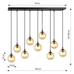 Závěsné svítidlo COSMO 9 – černé, jantarové sklo, 9× E14, šířka 90 cm