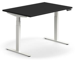 AJ Produkty Výškově nastavitelný stůl QBUS, 1200x800 mm, bílá podnož, černá