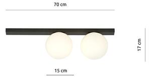 Stropní svítidlo FIT 2 – černé, opálové sklo, 2× E14, šířka 70 cm