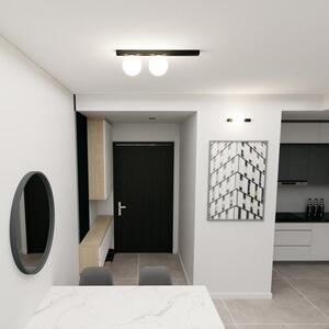 Stropní svítidlo FIT 2 – černé, opálové sklo, 2× E14, šířka 70 cm